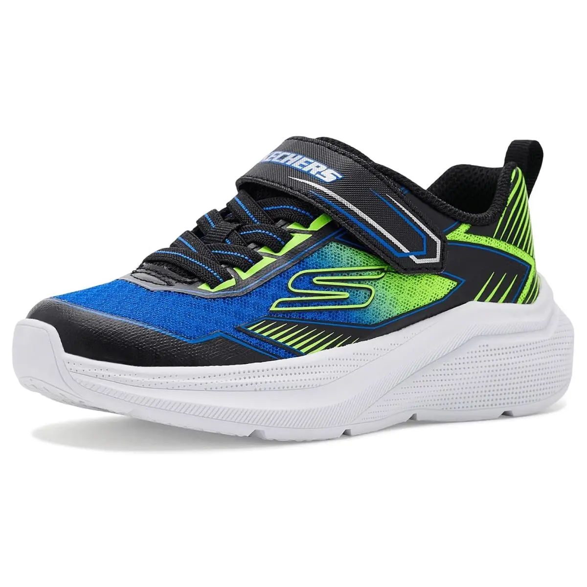 Boy`s Shoes  Kids Microspec Velocity 404127L Little Kid/big Kid Black/Blue/Lime by Skechers