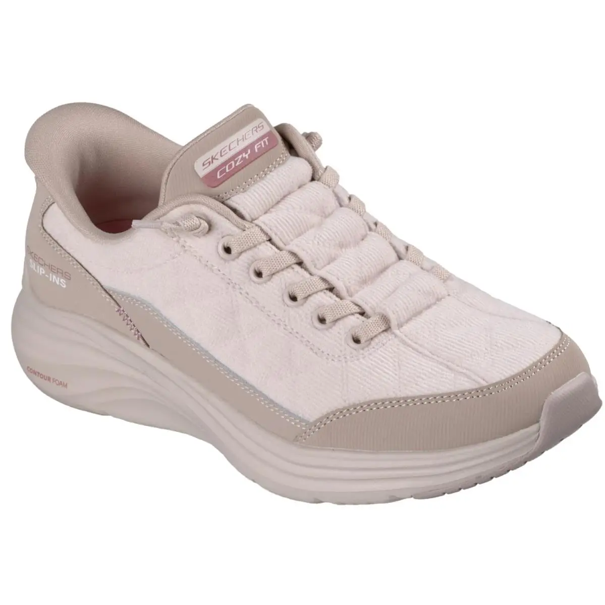 Womens  Slip Ins Contour Foam Cozy Fit Luxe Taupe Duraleather Shoes by Skechers