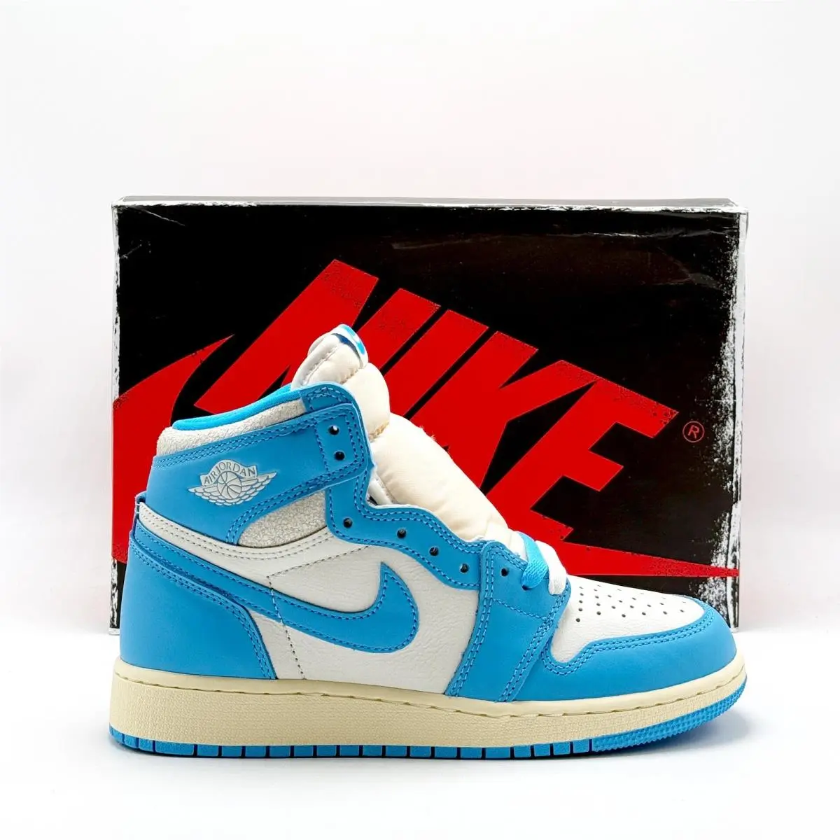Big Kids`  Air Jordan 1 Retro HI OG Unc Reimagined FD1437 003 by Nike
