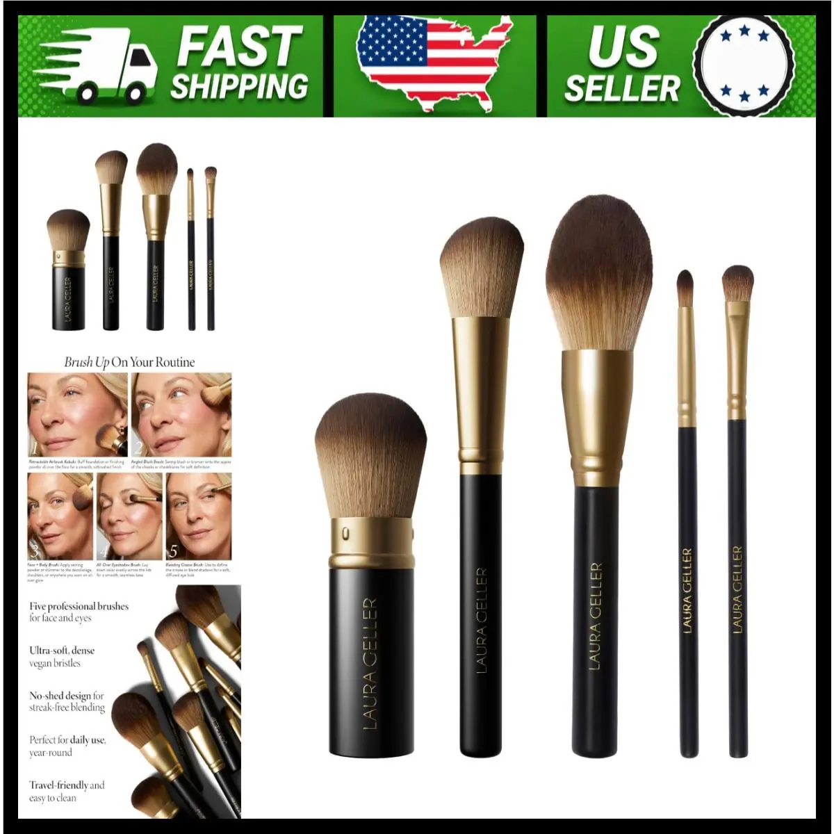 5-Piece Full Face Makeup Brush Set Cruelty-free by Laura Geller