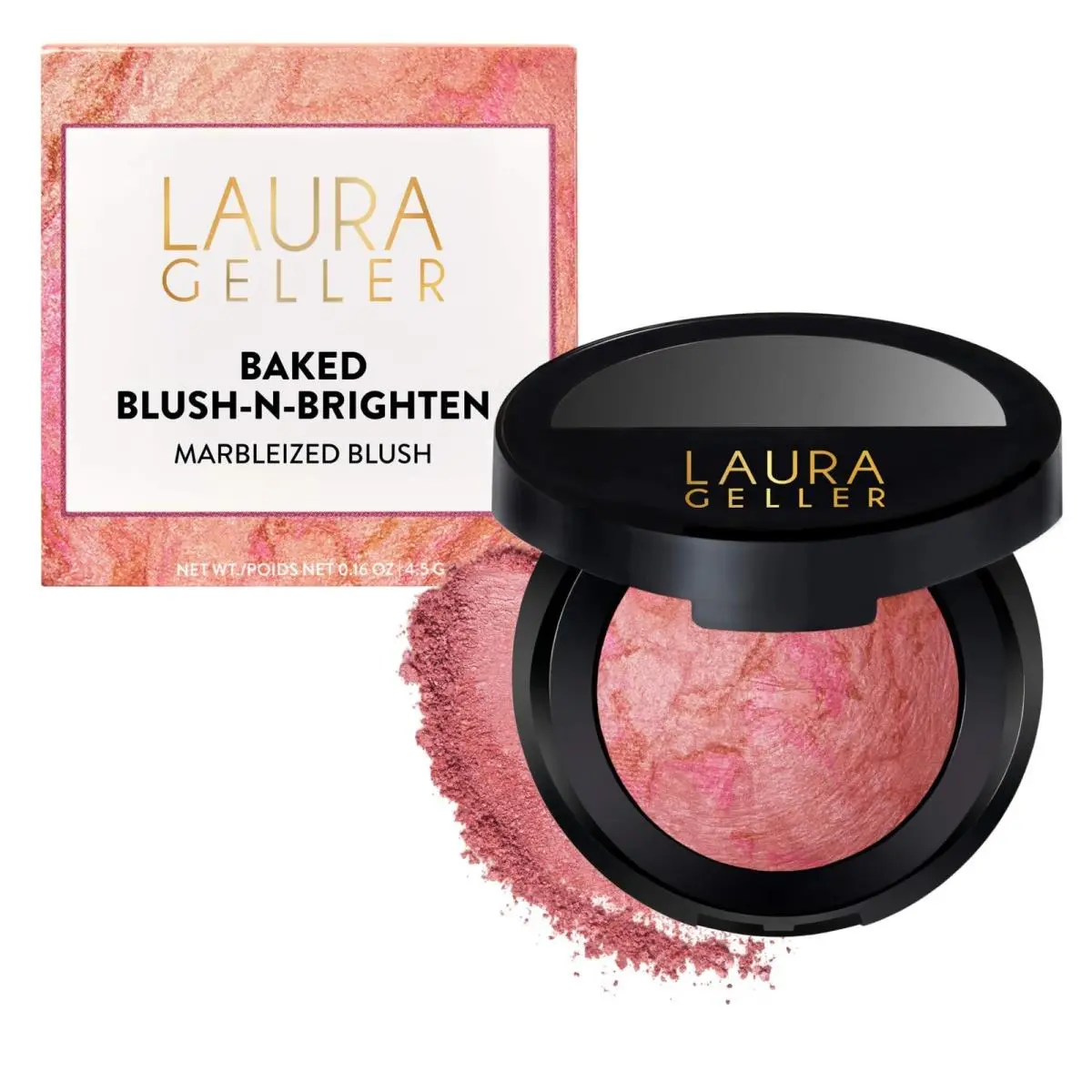 New York Baked Blushnbrighten Marbleized Blush For Cheeks Pink by Laura Geller