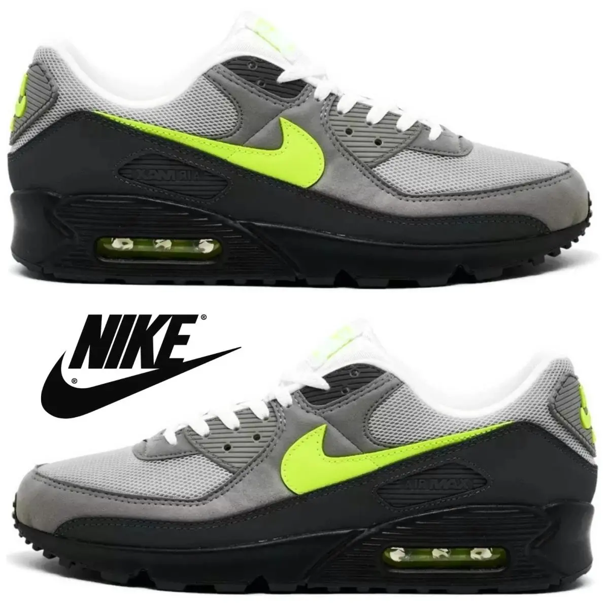 Nike shoes - Nike Air Max 90 - Air Max - Gray, Maufacturer: Black/Neon Yellow/Anthracite/Light Charcoal/Pearl Grey/White 20