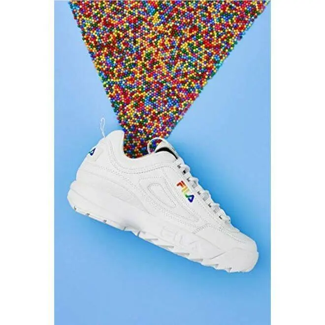 Mens Fila Disruptor II Premium RT Multi Color Rainbow Pride Athletic Shoes