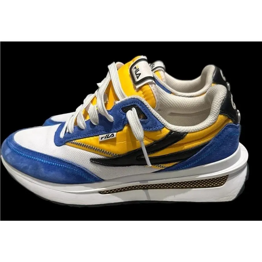 Men Fila Renno Blue Yellow Suede Retro Edition Running Lace UP Sneakers