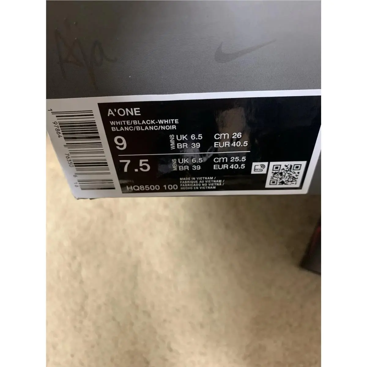 Nike shoes - Nike A`One TB - HQ8500-100 - White, Manufacturer: White/Black/White 7