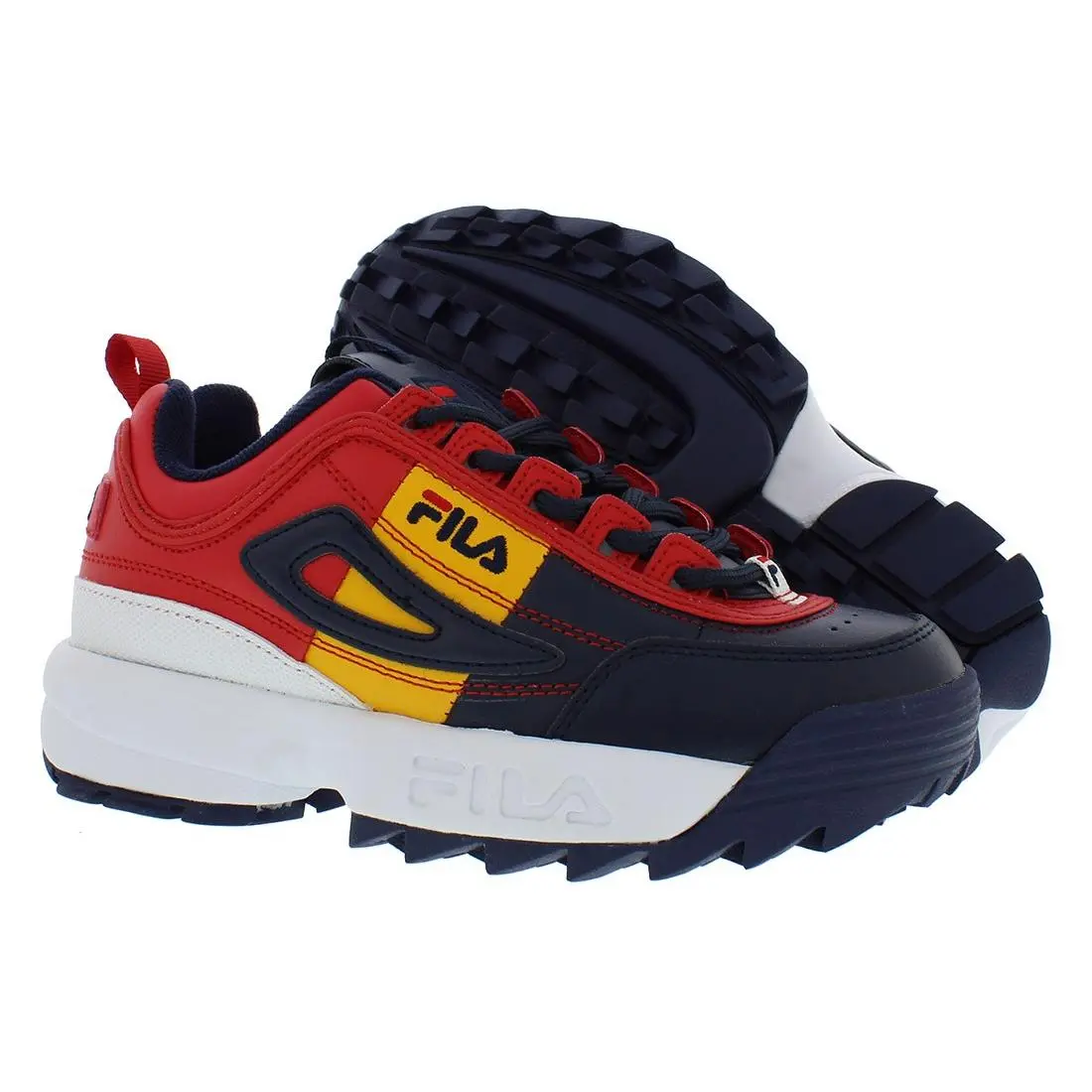 Fila Disruptor Ii Premium Boys Shoes Size 5.5 Color: Navy/yellow/red - Navy/Yellow/Red, Main: Multi-colored