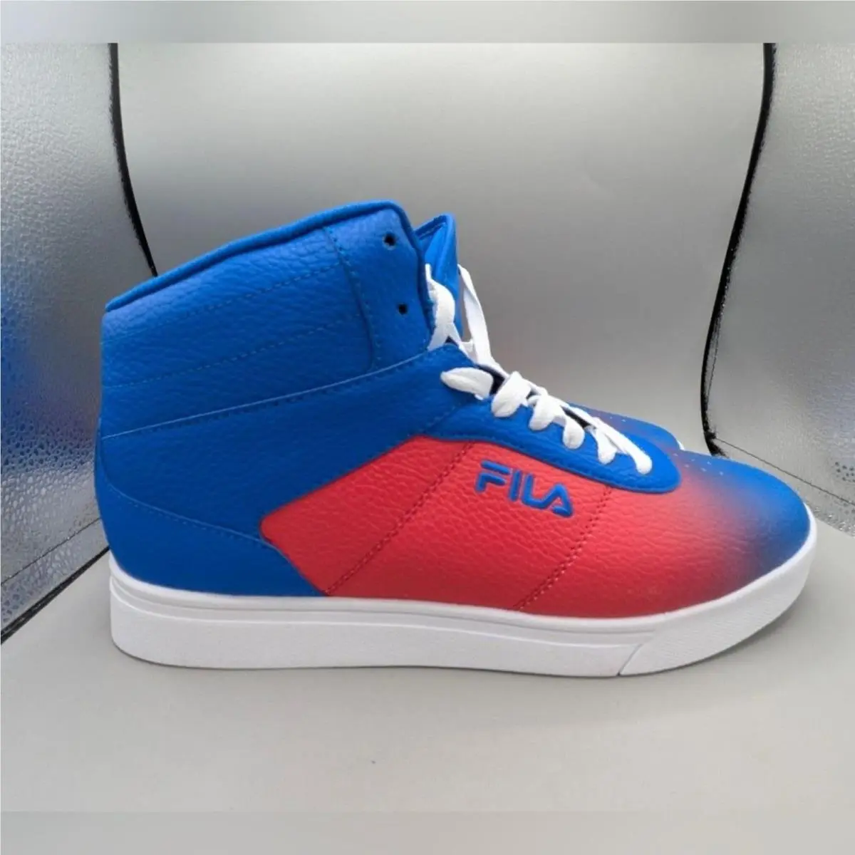 Fila Men`s Impress LL Fade Mid-top Sneakers Red Blue White Size 11.5