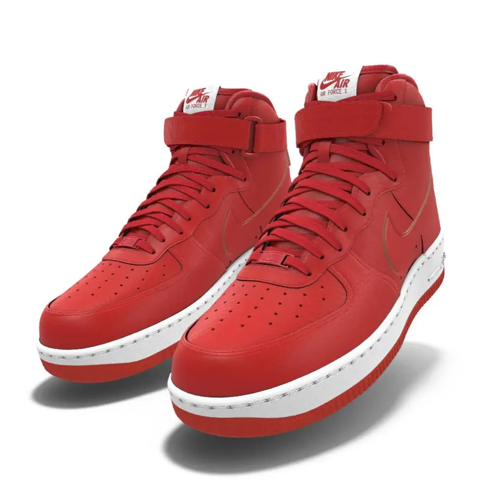 250 Mens  Air Force 1 Red White Custom Leather High Top BB Shoes by Nike