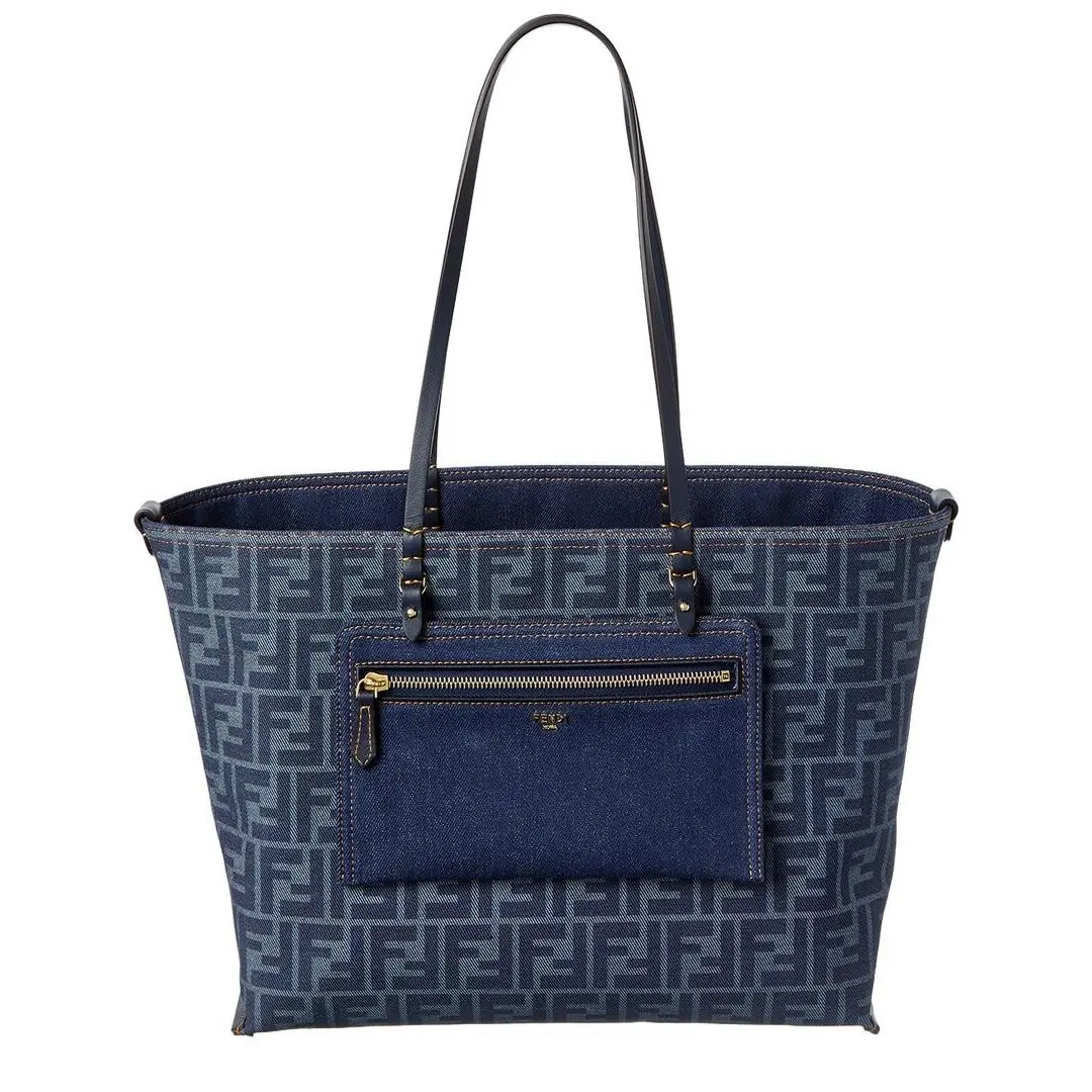 Ff Jacquard Canvas Reversible Tote Women`s Blue by Fendi
