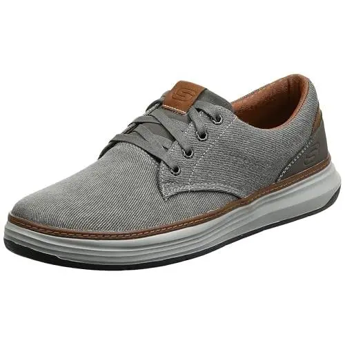 65981W Skechers Men`s Moreno Canvas Oxford Shoe Beige Size 10.5 Wide