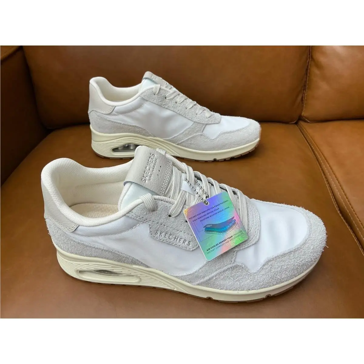 Uno Vintage Dayz Women 11 White 177857 Leather Textile Sneakers by Skechers