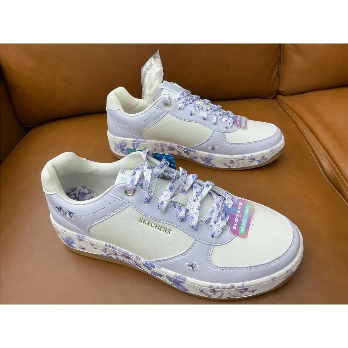 Sport Court 2.0 Floral Frenzy Womens 8 Lavender White by Skechers