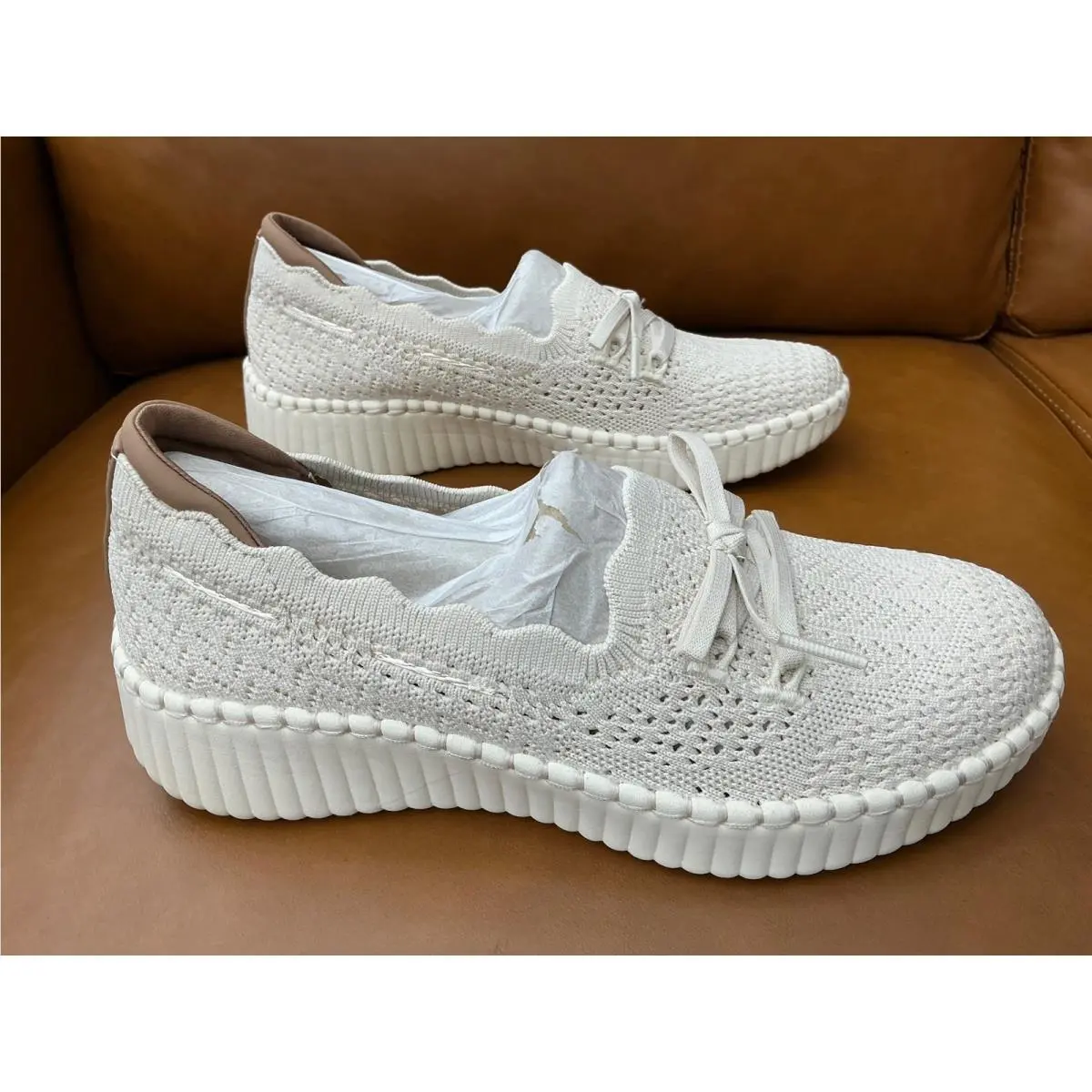Bobs B Cute Women 7.5 Off White Knit Vegan Memory Foam 100822 by Skechers