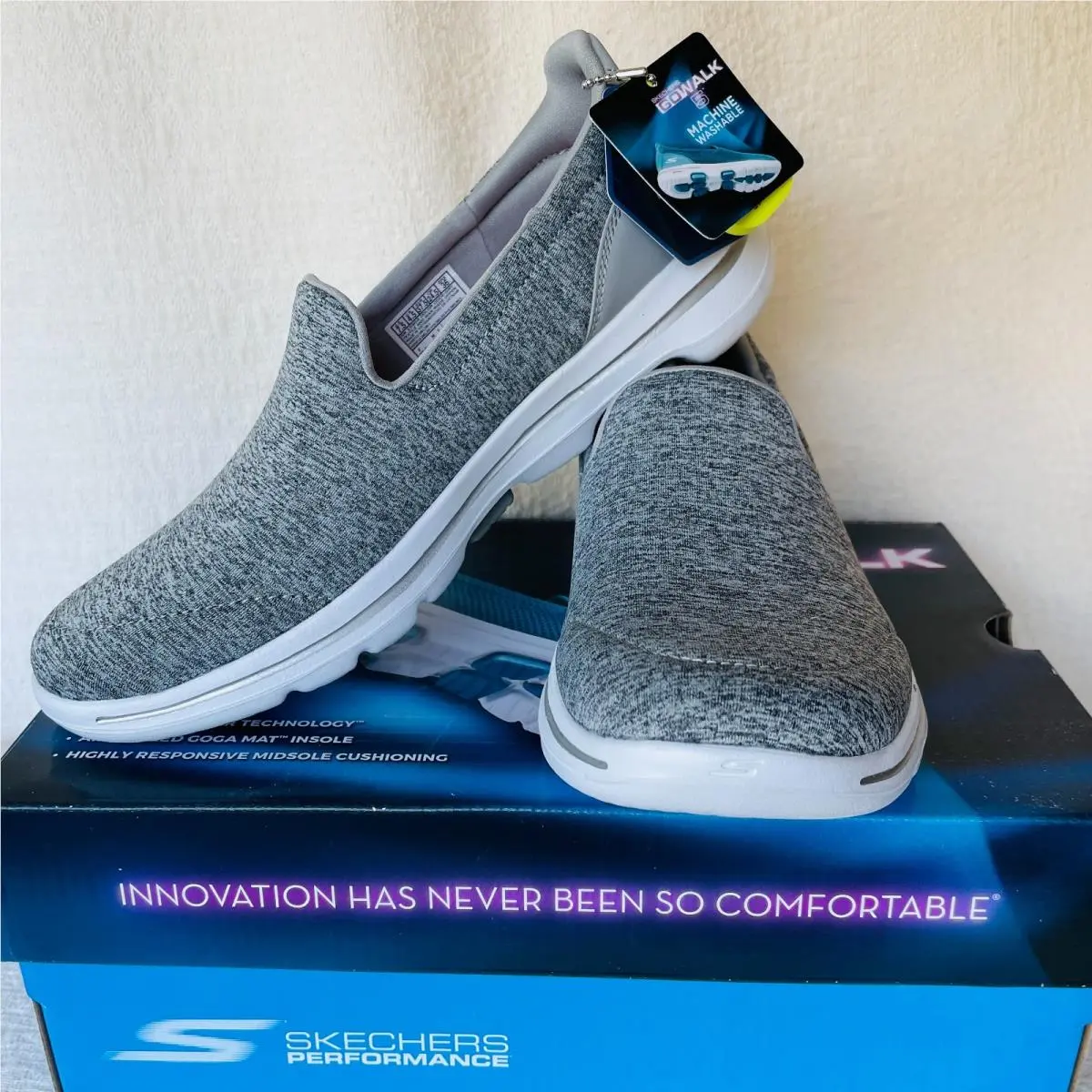 Go Walk 5 Honor Gray Slip-ins Sneakers Womans Size 7.5 by Skechers