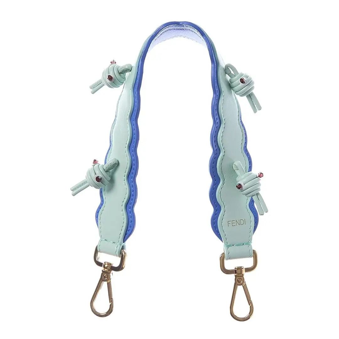 Mini Strap You Leather Shoulder Strap Women`s Blue by Fendi
