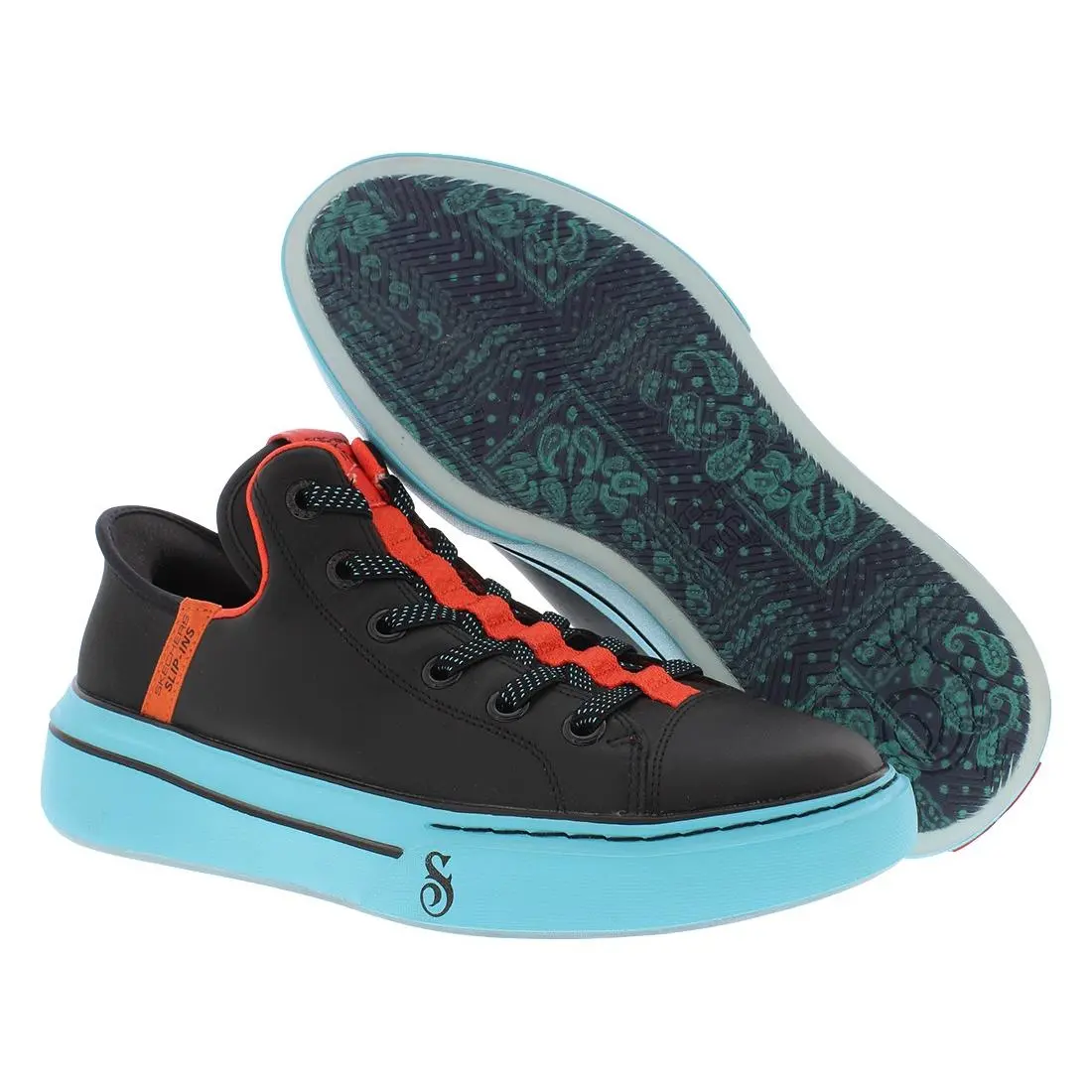 Snoop One OG Leather Unisex Shoes Size 7.5 Color: Black/turquoise by Skechers