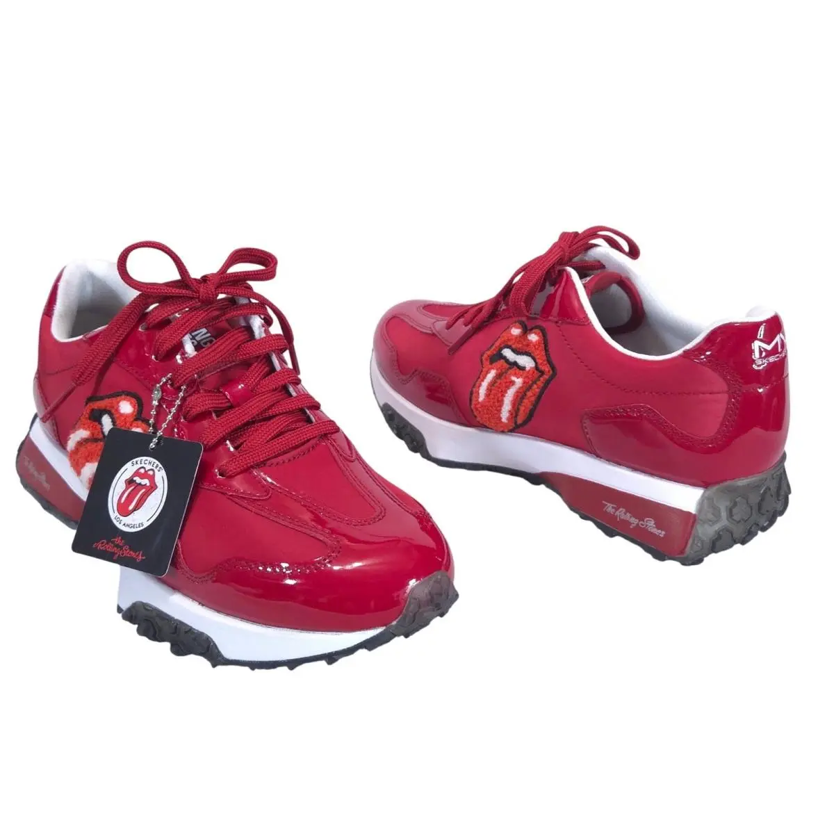 The Rolling Stones Neo Jogger Womens 8.5 Red RS Lick Sneakers Shoe by Skechers