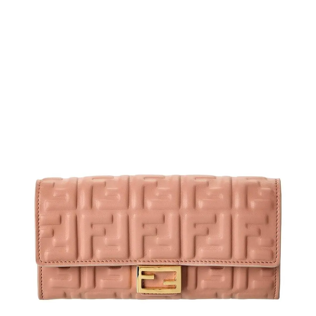 Baguette Leather Wallet On Chain Women`s Pink by Fendi
