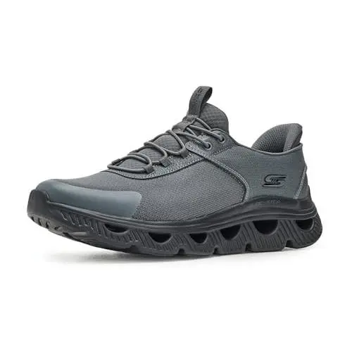 118425  Men`s Bobs Arc Waves - Slick Turn Slip-ins Charcoal/black 8 by Skechers