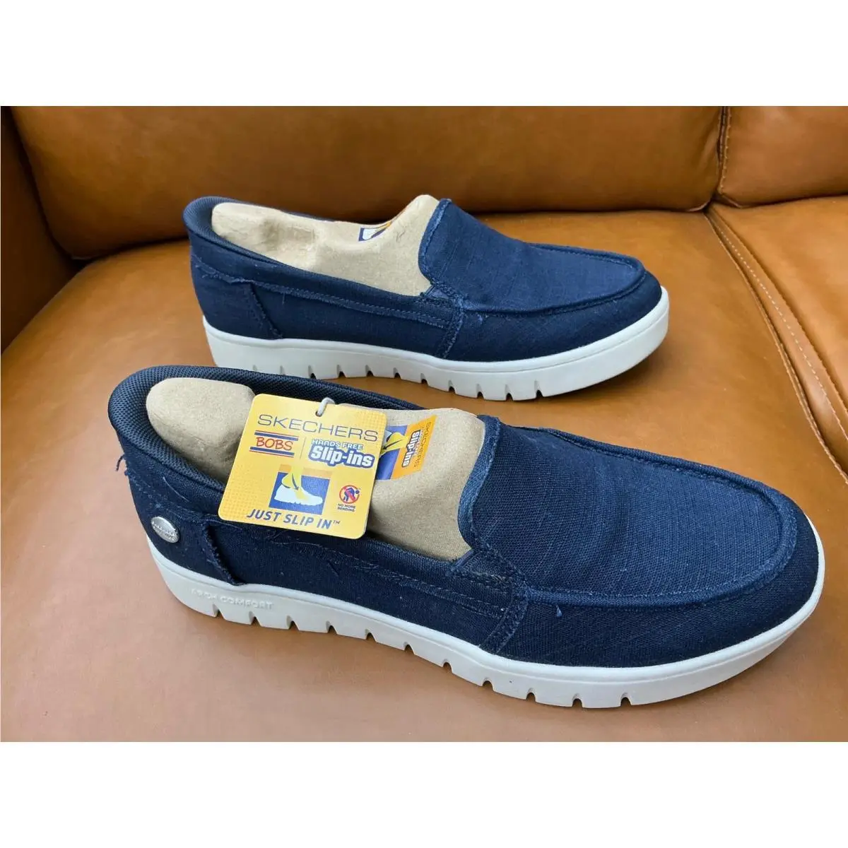 Bobs Slip-ins Loafers Womens 9 Navy Arch Comfort 114247 by Skechers