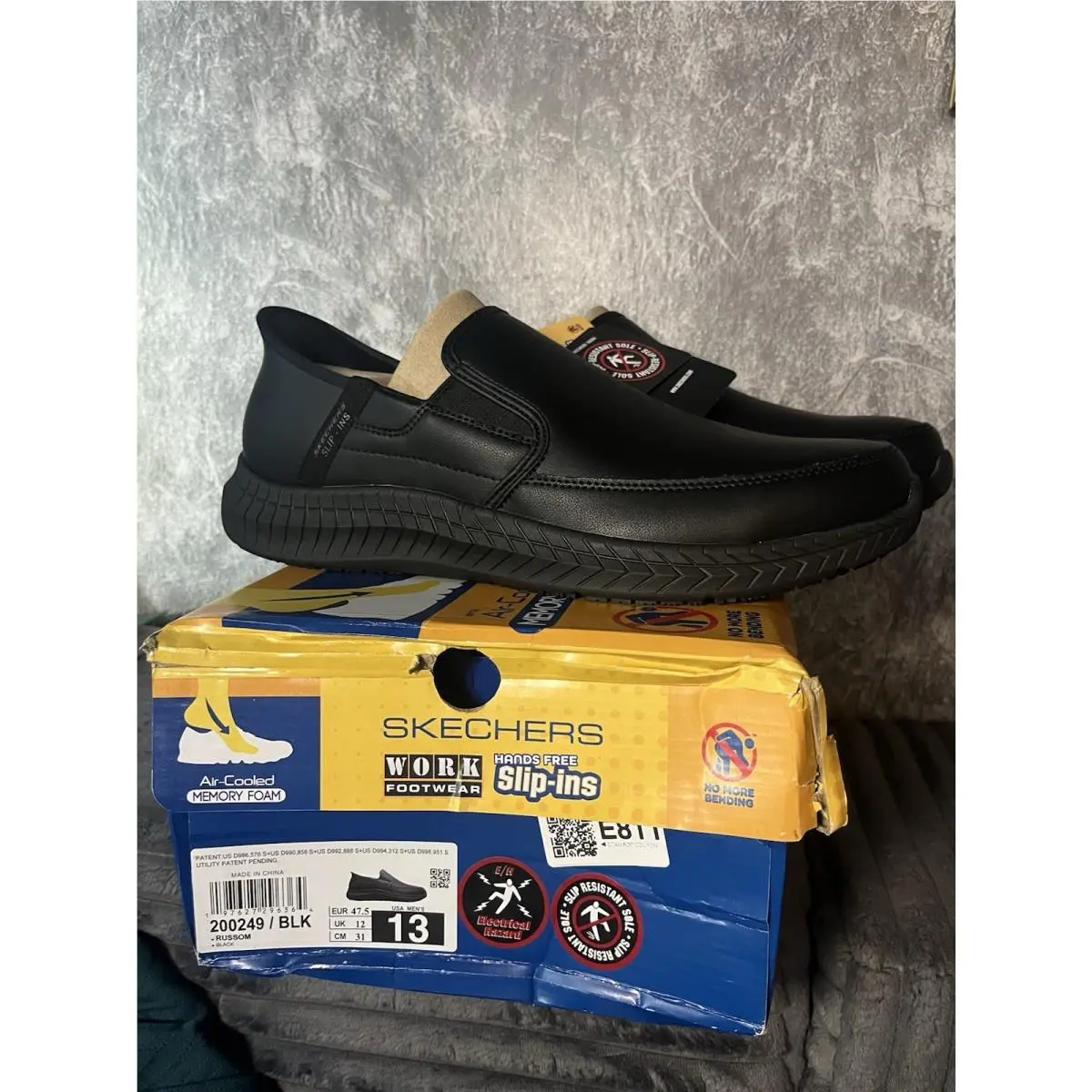 Work Hands Free Slip-ins Men’s 13 Black Slip Resistant Memory Foam Shoe by Skechers