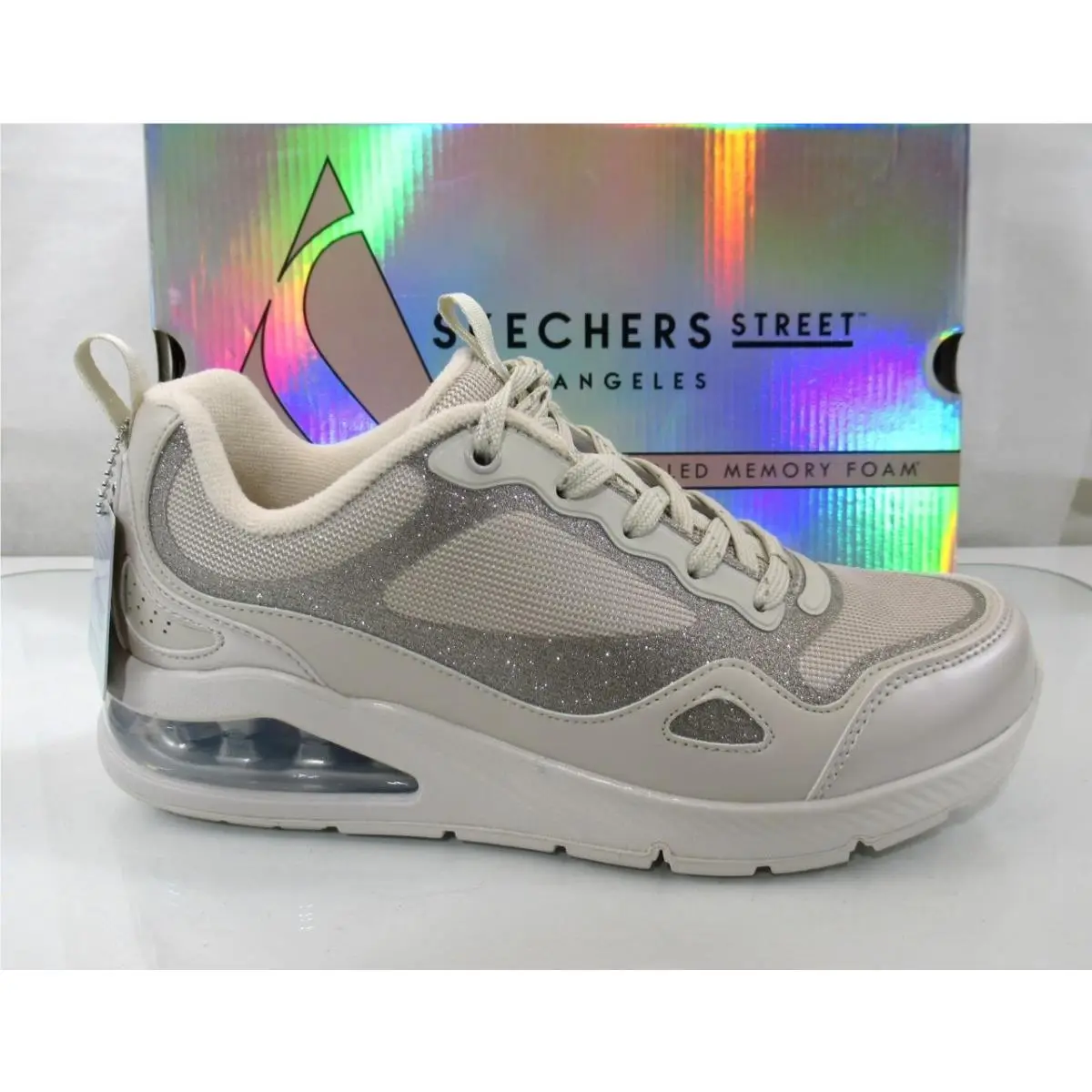 Women`s  Street Los Angeles Uno 2 Shinyair Sneakers Off White Size 9 by Skechers