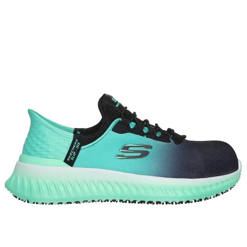 Skechers Women`s Tilido-ombray Comp Toe Industrial Shoe Black/teal Black/teal