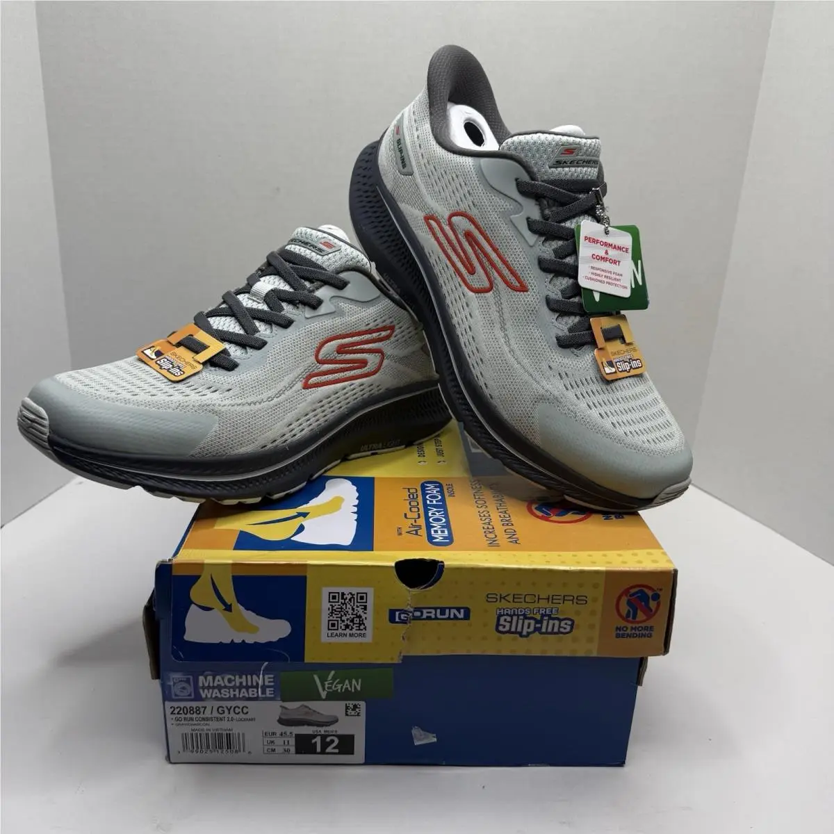 GO Run Consistent 2.0 Lockhart Slip Ins Gray Men’s 12 by Skechers
