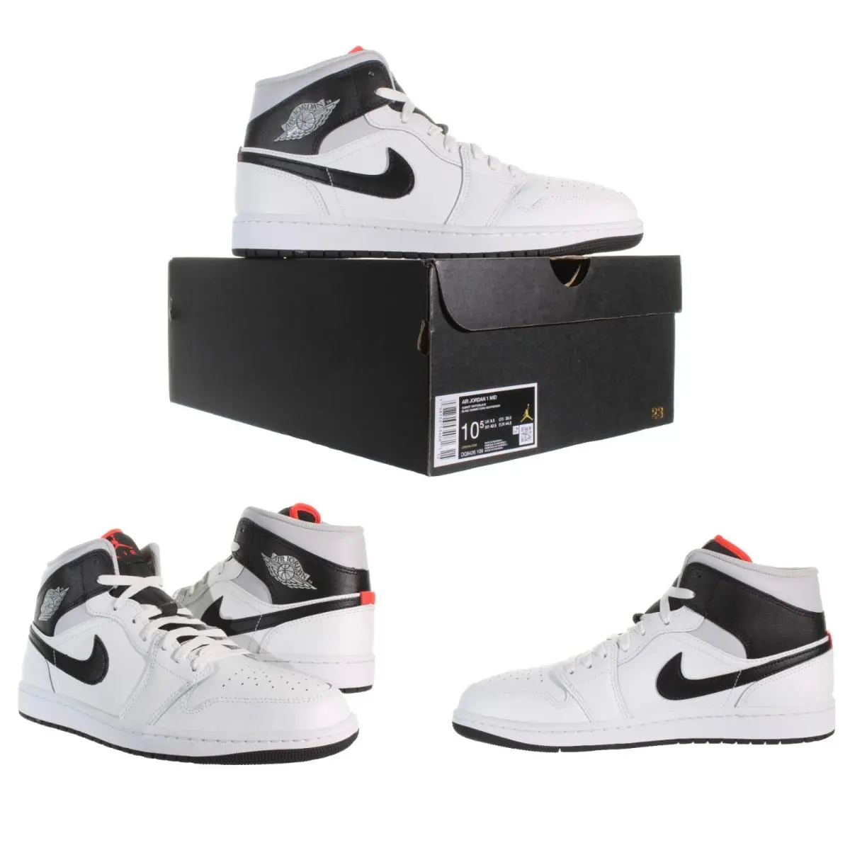 Men`s Air Jordan 1 Mid SE White - Black Basketball Shoes Size 10.5 by Nike
