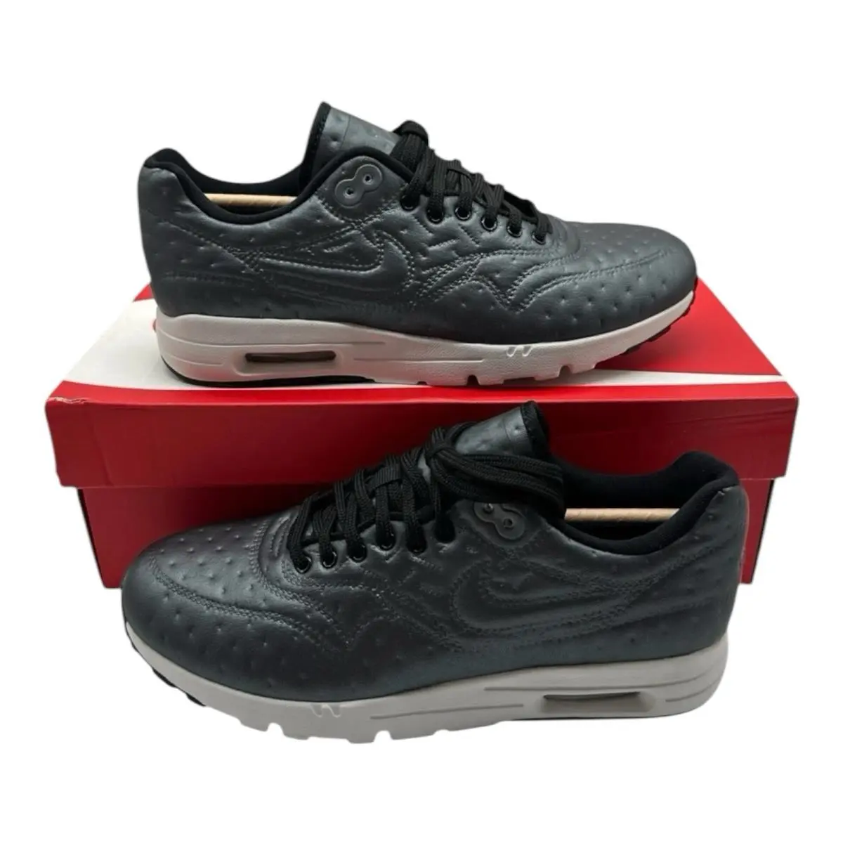 Nike Air Max 1 Ultra Premium Jacquard Shoes Womens 9.5 Metallic Grey 861656-001