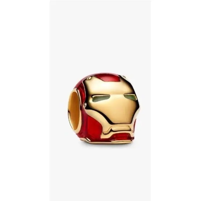 Marvel Iron Man Helmet Charm 14k Gold Plated Red Enamel 764213C01 by Pandora
