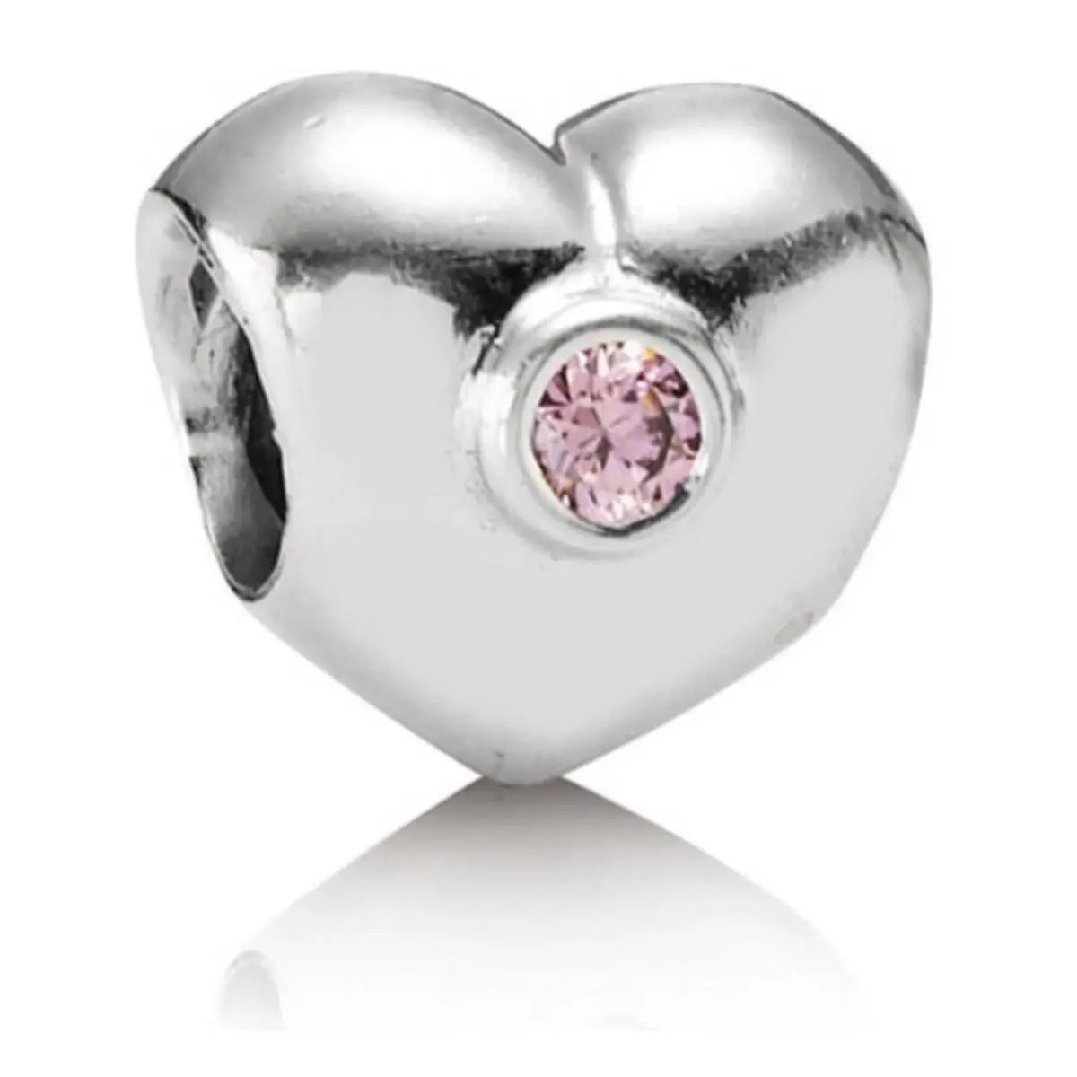 Retired Pandora Sterling Silver Pink CZ Heart Charm Bracelet Bead W/box Nos