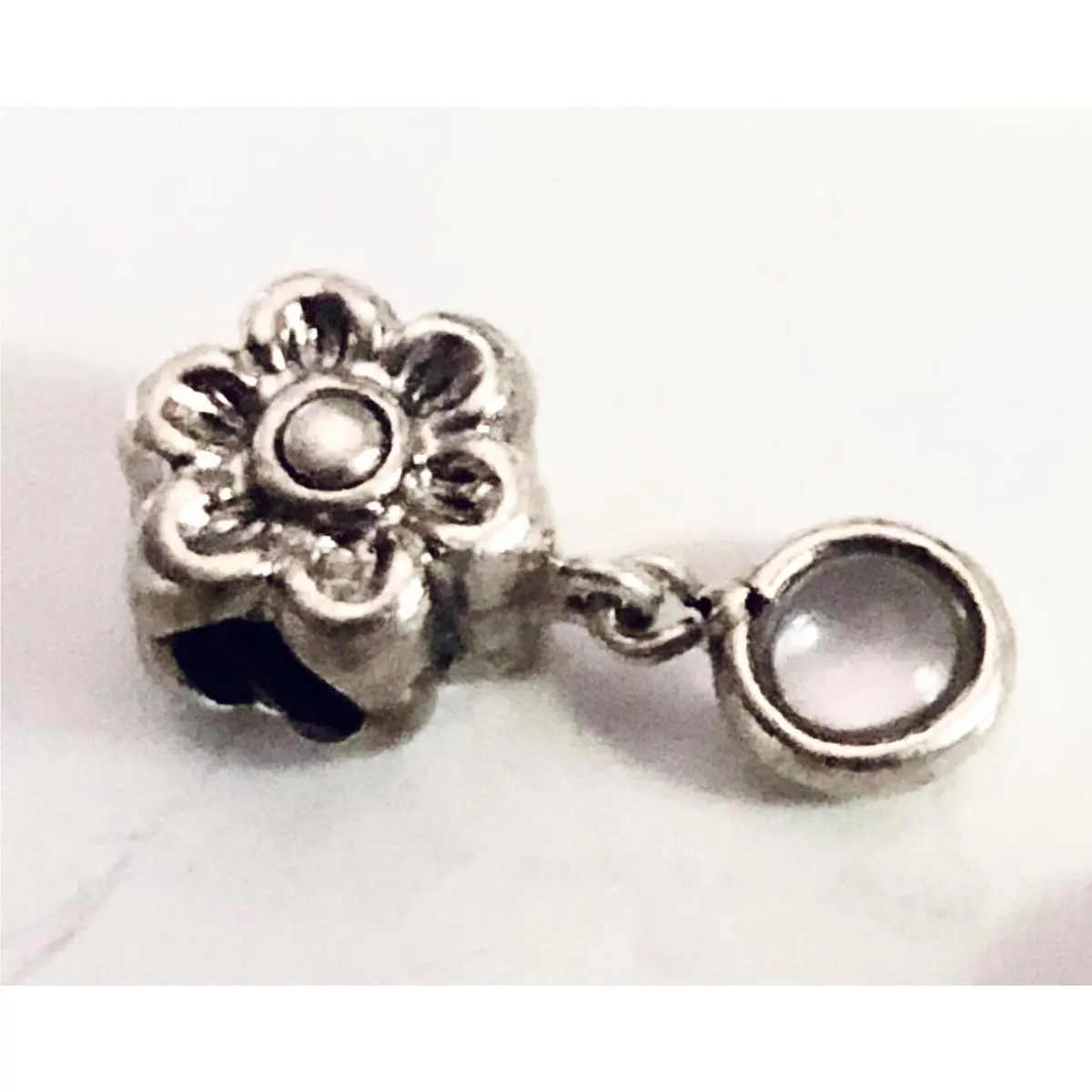 Retired  Sterling Silver Flower Dangle Charm Bead W/box Old Stock by Pandora