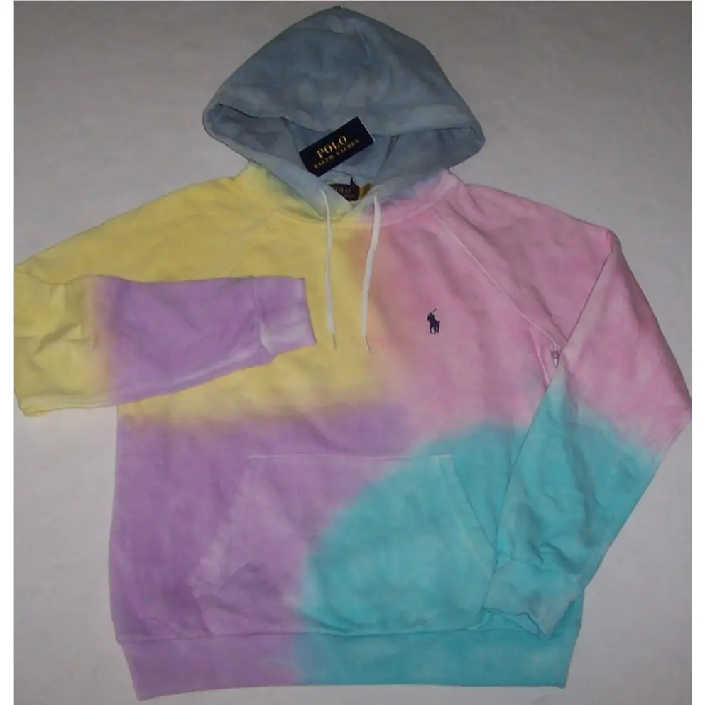 Polo  Purple Pastel Tie Dye Cotton Hoodie Women`s M Navy Pony by Ralph Lauren