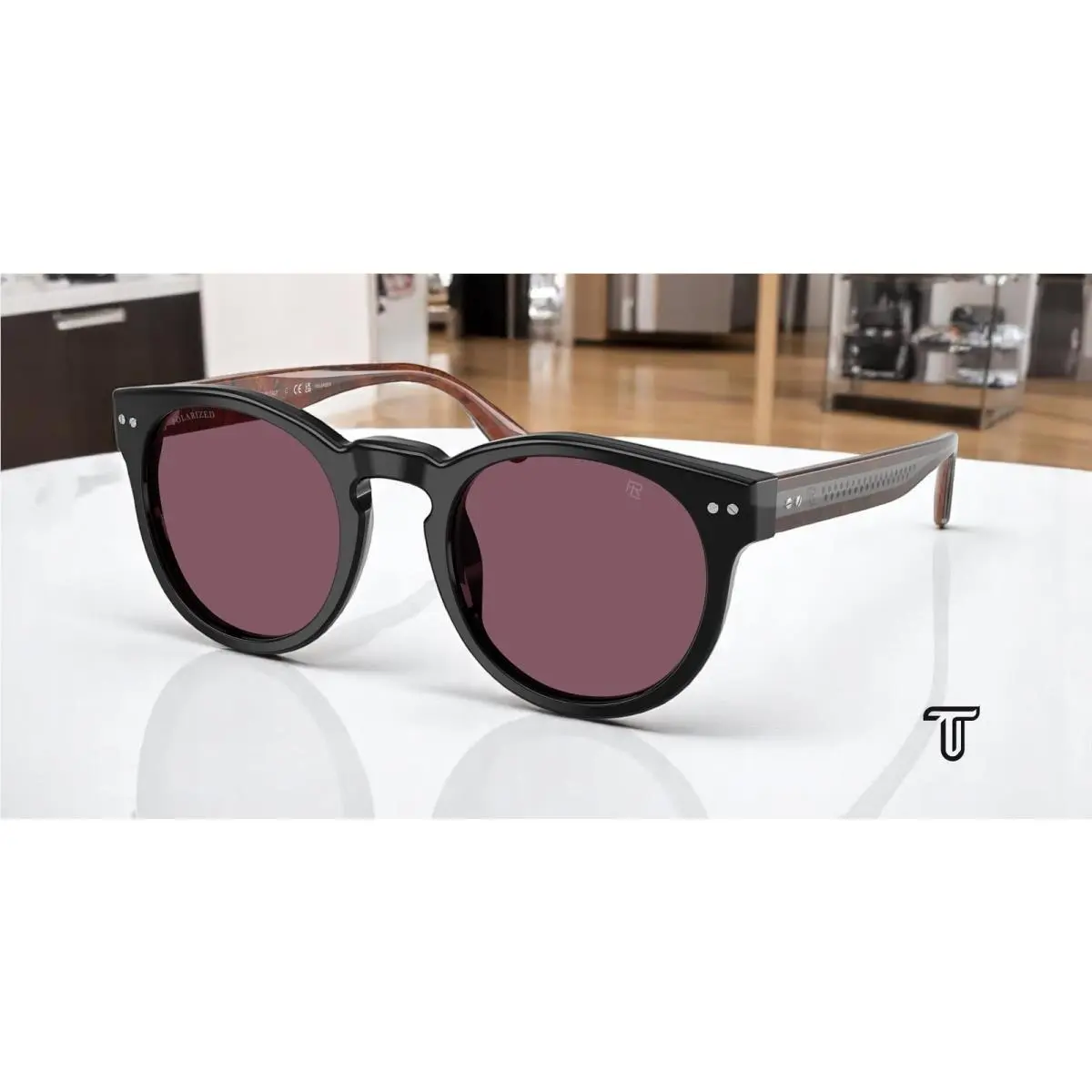 RL8229U 53981A Black Solid Purple Polarized 50 mm Men`s Sunglasses by Ralph Lauren