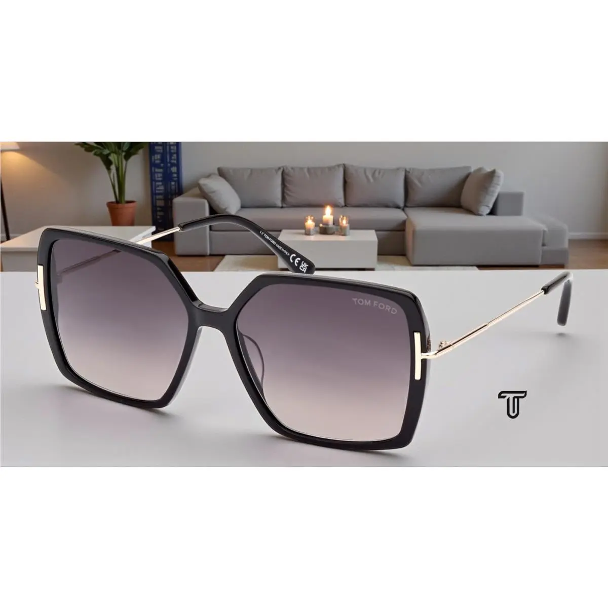 Joanna FT1039 01B Shiny Black Gradient Smoke 59 mm Women`s Sunglasses by Tom Ford
