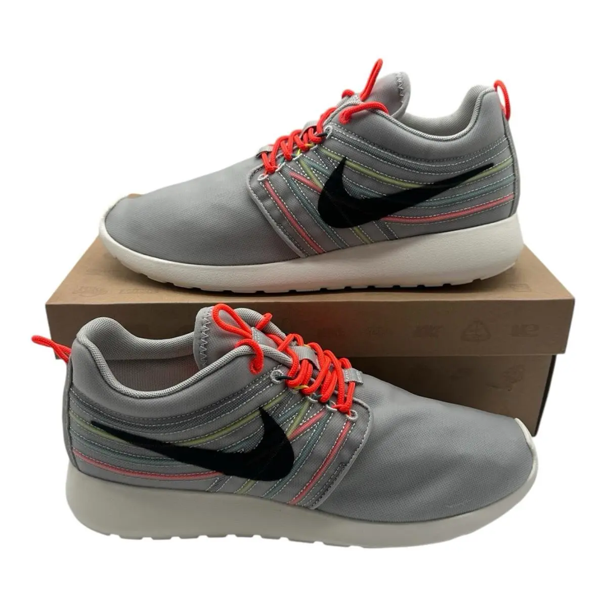 Rosherun Dynamic Flywire QS Running Shoes Mens 10 Grey Crimson 580579-061 by Nike