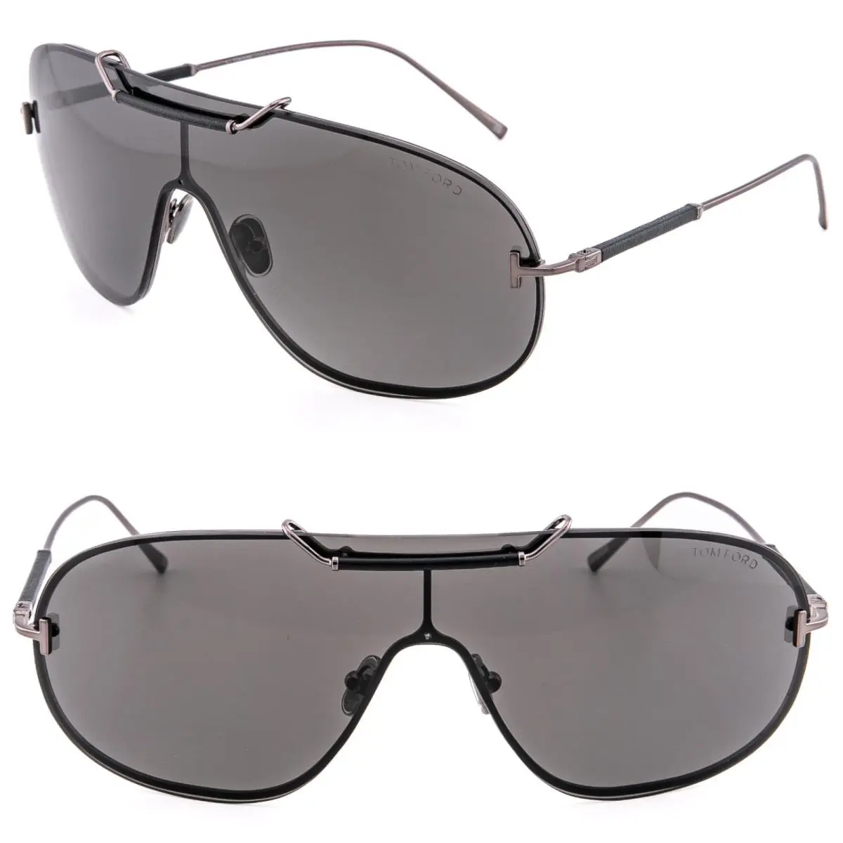Tom Ford TYLER-02 TF1309 08A Gray Black Rimless Mask Sunglass 1309 FT1309