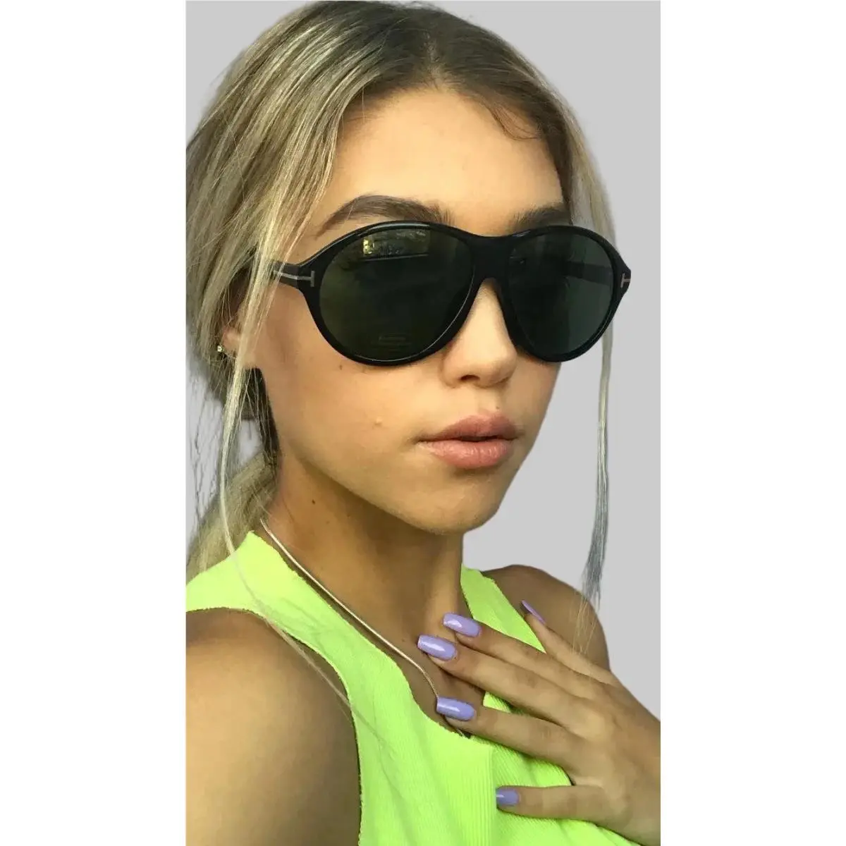 Tom Ford TF 398 01N Tyler Black/green Oversized Men`s Women`s Sunglasses
