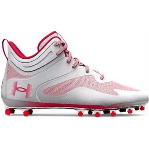 Men`s Command MC Mid Lacrosse Cleats White/red/red - 3025639-101 W by Under Armour