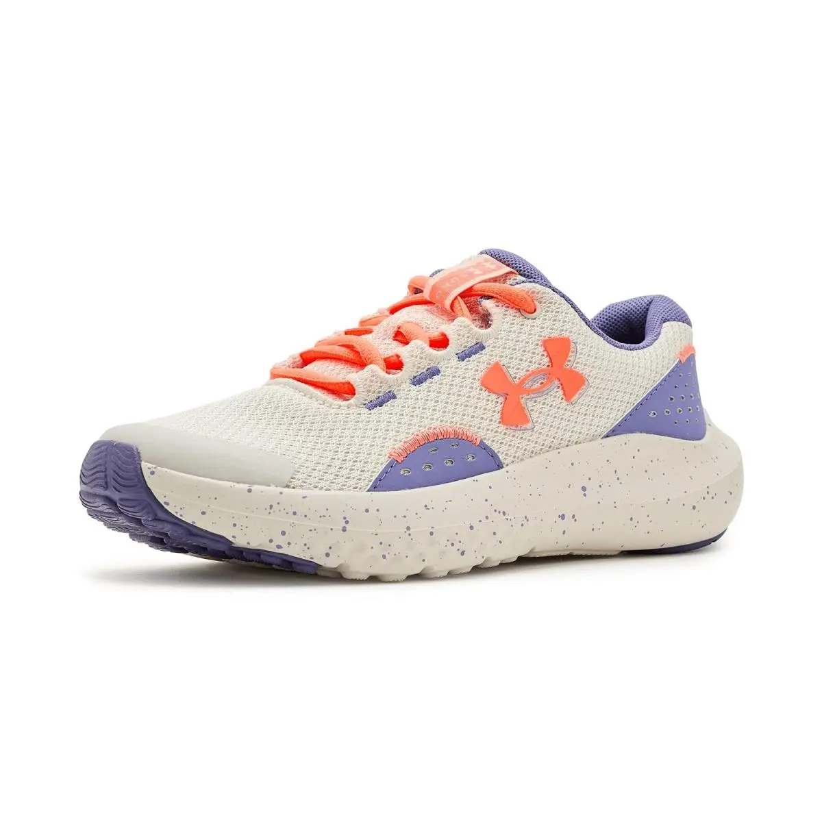 Girl`s Shoes  Kids Grade School Surge 4 Big Kid Summit White/Purple Luxe/Electric Tangerine by Under Armour