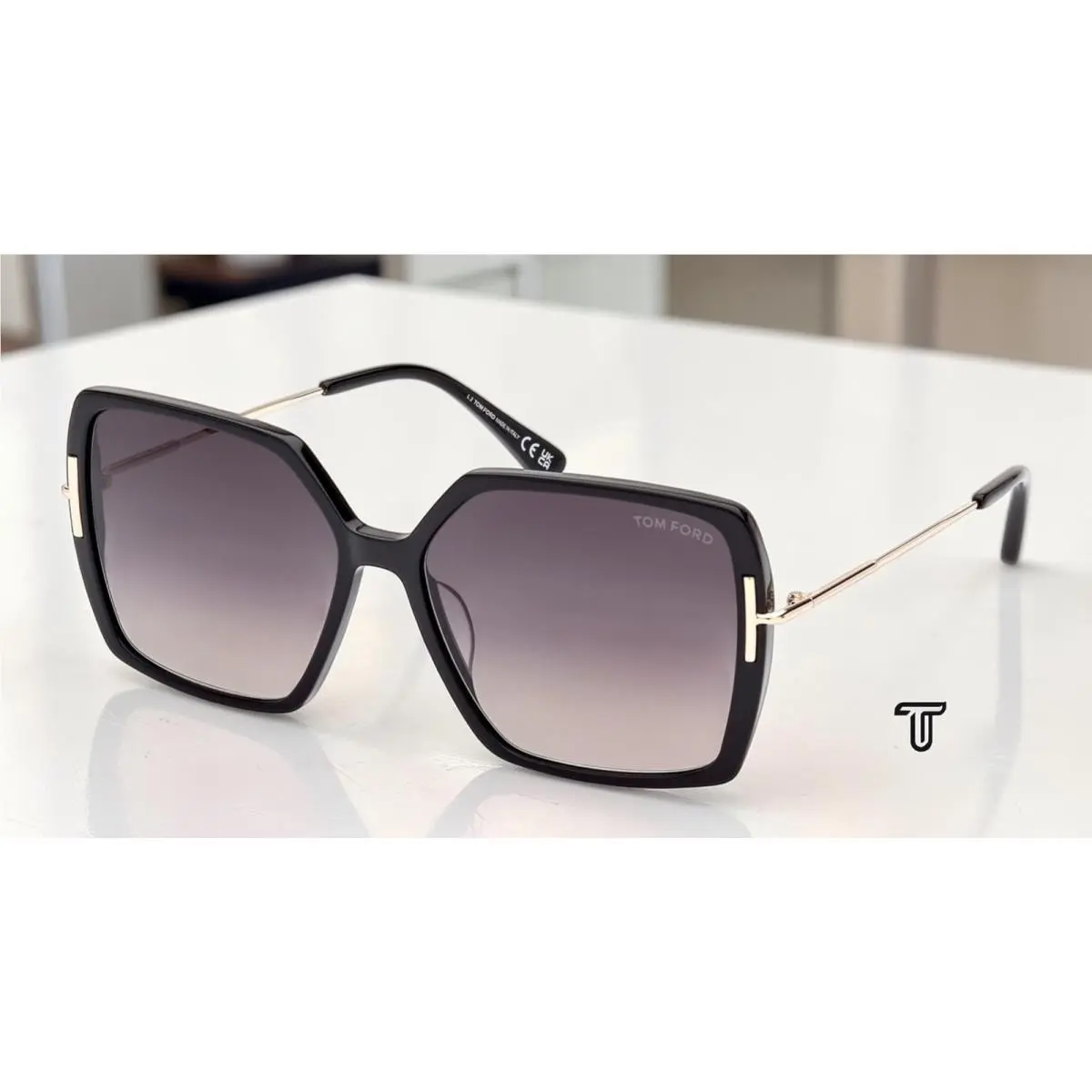Joanna FT1039 F 01B Shiny Black Gradient Smoke 59mm Women`s Sunglasses by Tom Ford