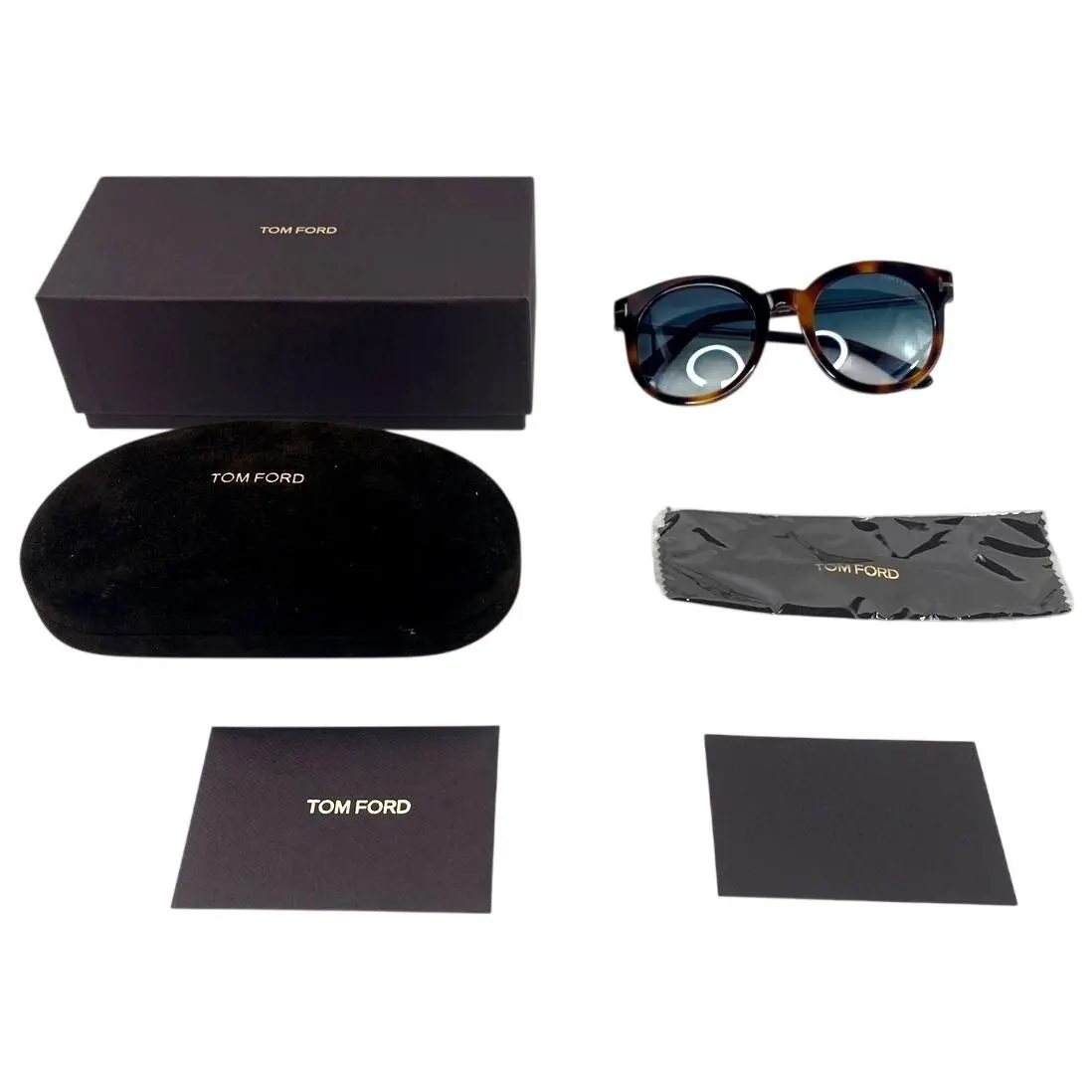 Janina TF435 52P Womens Blue Gold Round Cat Eye Tortoise Sunglasses by Tom Ford