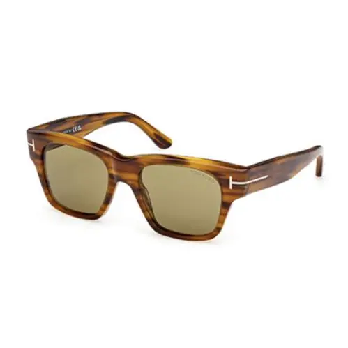 FT1280 Caine-02 55N Coloured Havana/green Square Men`s Sunglasses by Tom Ford