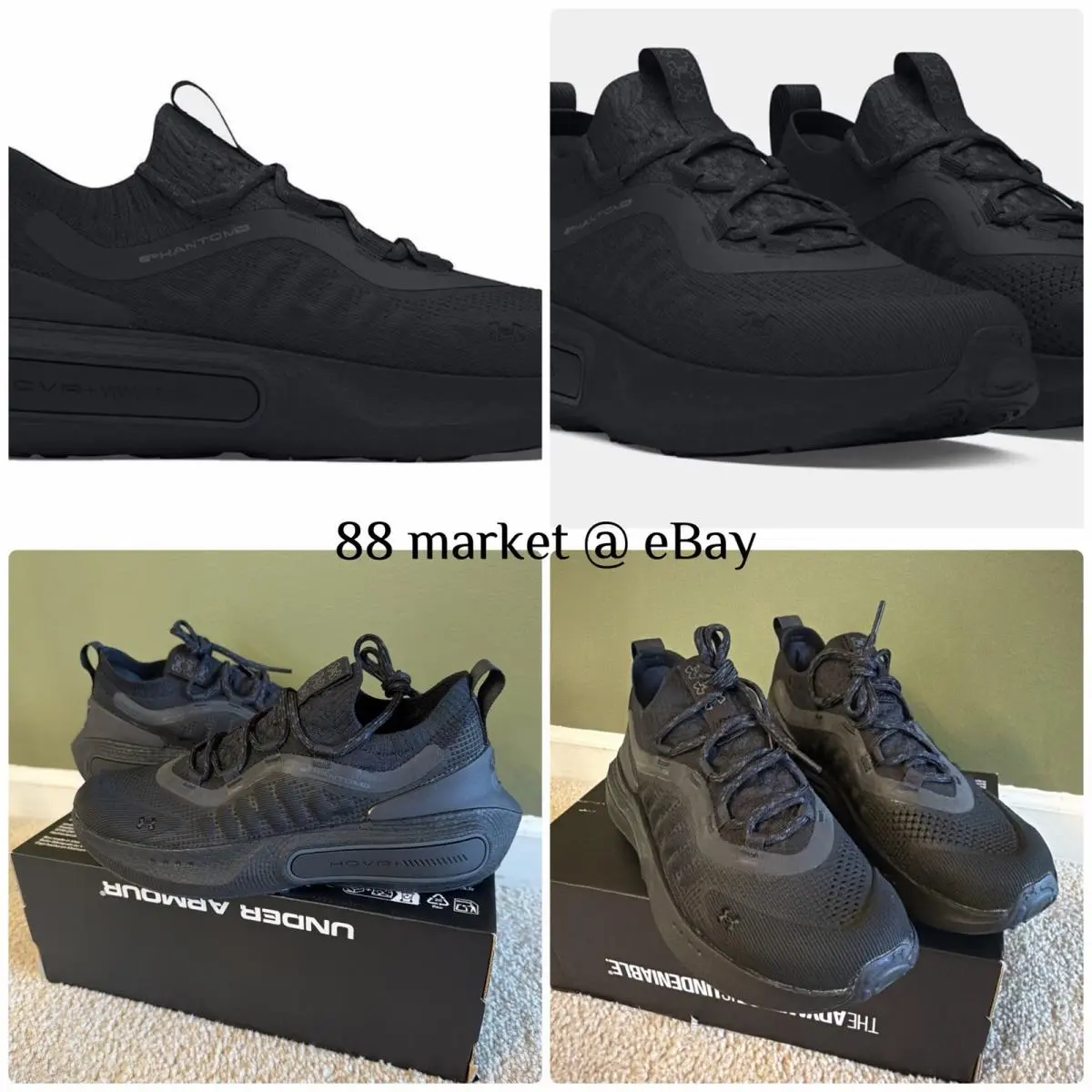 Under Armour UA Phantom 4 Reflect Shoes Women`s Size 8 Triple Black 3027594-002