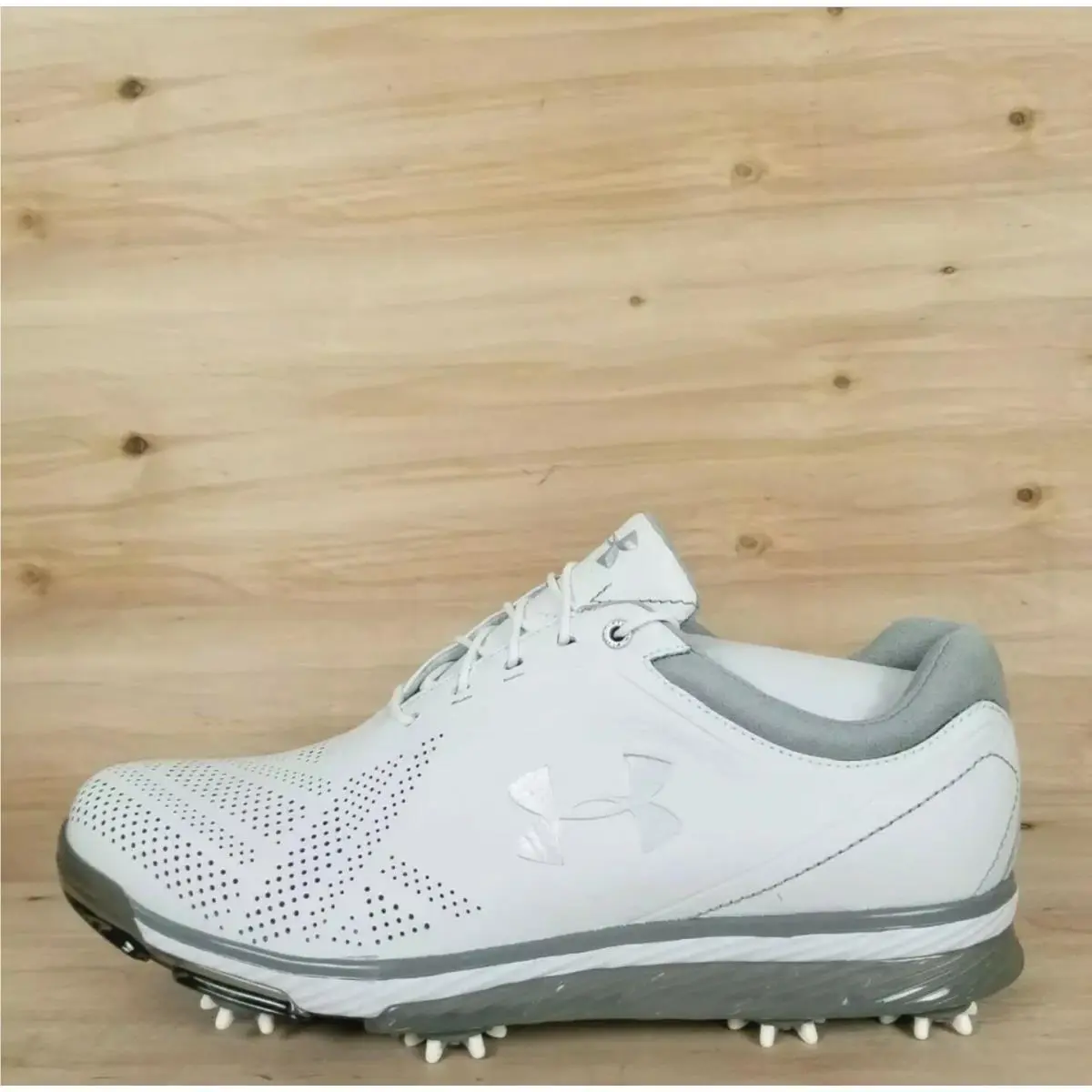 Under Armour UA Tempo Tour Golf Shoes White/silver 1270205-101 Men`s SZ.10
