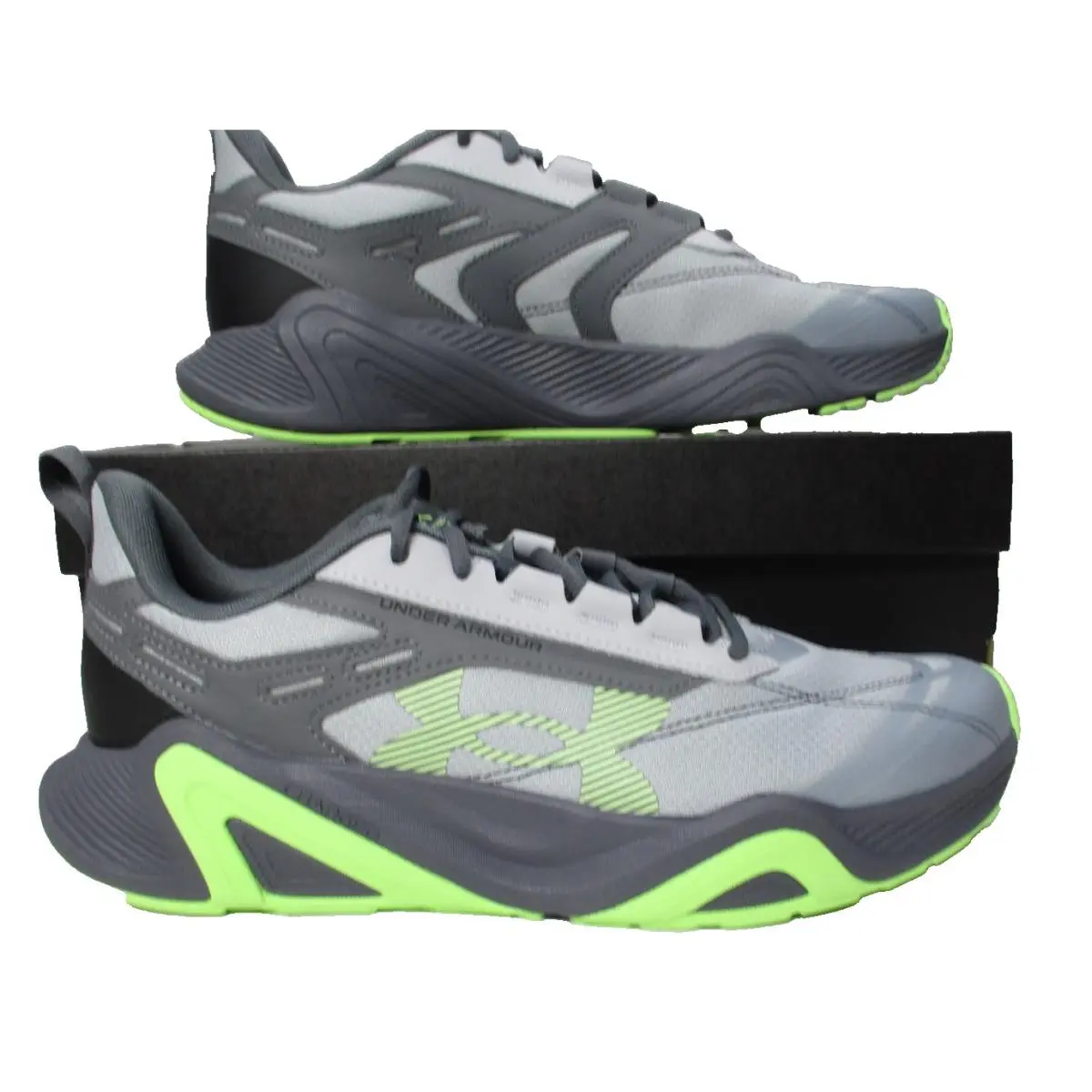 Charged Commit TR 5 Shoes Mens Sz 10 Gray Lime Running Shoes by Under Armour