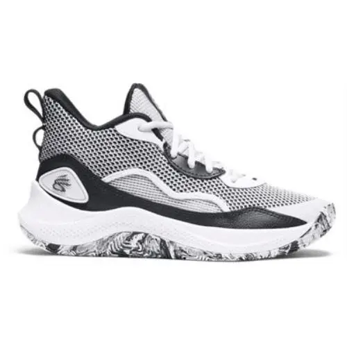 Under Armour Unisex Kids` Grade School 3Z 24 Basketball Shoes White/black/black