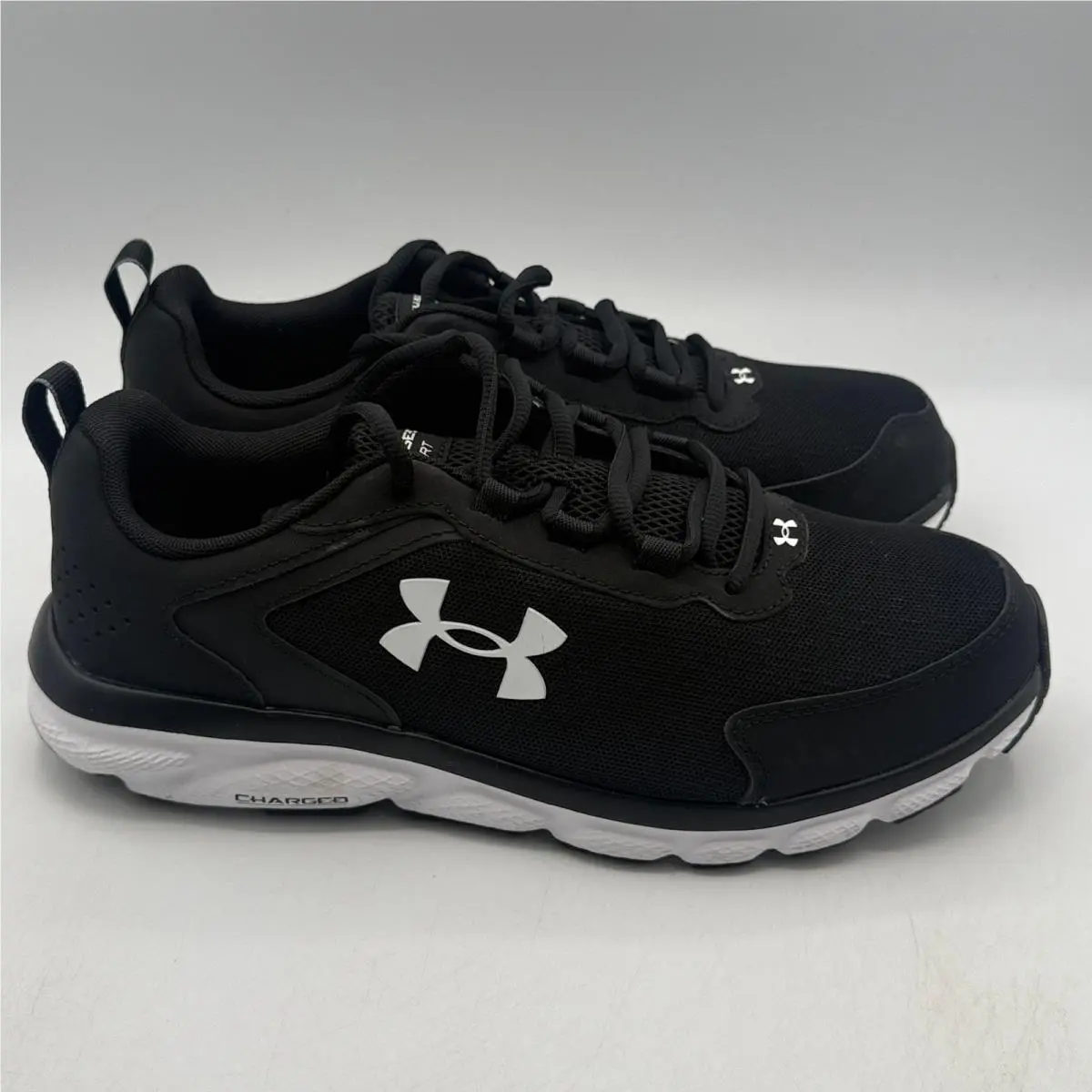 Under Armour Charged Assert 9 Shoes Mens Size 10 Black White Running 3024857-001