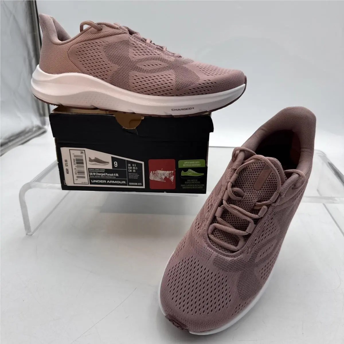 Under Armour Womens Charged Pursuit 4 BL Mesh Running Shoes Rose Pink Size 9